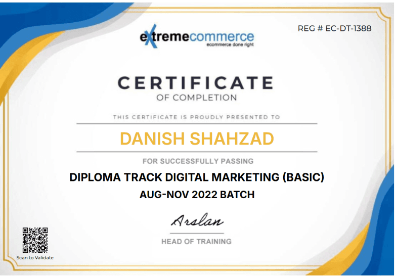 DIPLOMA TRACK DIGITAL MARKETING (BASIC) certificate