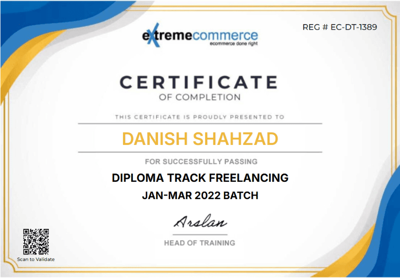 DIPLOMA TRACK FREELANCING certificate