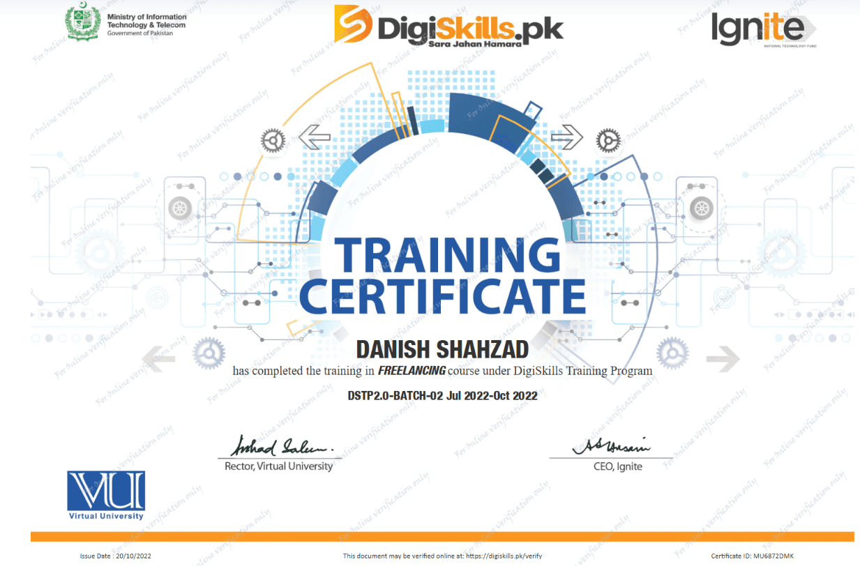 FREELANCING certificate